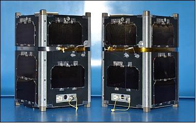 Figure 1: Photo of the two FIREBIRD nanosatellite flight units (image credit: MSU/SSEL)