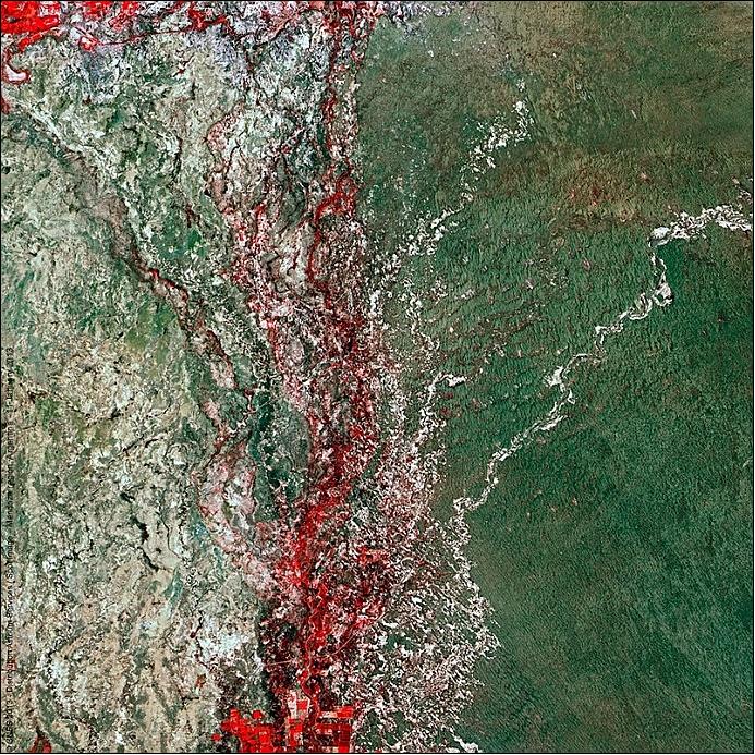 Figure 6: SPOT-4 image of the Mendoza Province, Argentina, observed on 11 January, 2013 (image credit: Astrium Geo-Information Services)