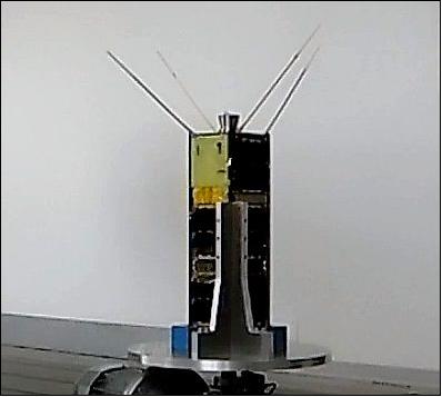 Figure 4: Photo of the D-SAT QM during the qualification spin test (image credit: D-Orbit)