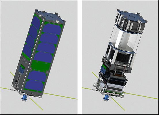Figure 12: Illustration of the InflateSail nanosatellite prior to sail deployment (image credit: SSC)