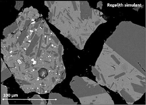 Figure 3: Scanning electron microscope view of lunar simulant particles before the oxygen extraction process (image credit: Beth Lomax, University of Glasgow)