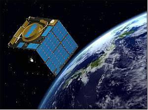 Figure 1: Artist's view of the QSat-EOS spacecraft in orbit configuration (image credit: KU)