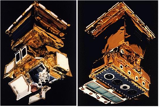 Figure 11: Photo of the ERBE instrument with scanner unit (left) and nonscanner unit (right), image credit: NASA