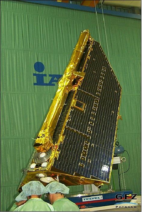 Figure 3: Photo of the CHAMP spacecraft at IABG (image credit: GFZ)