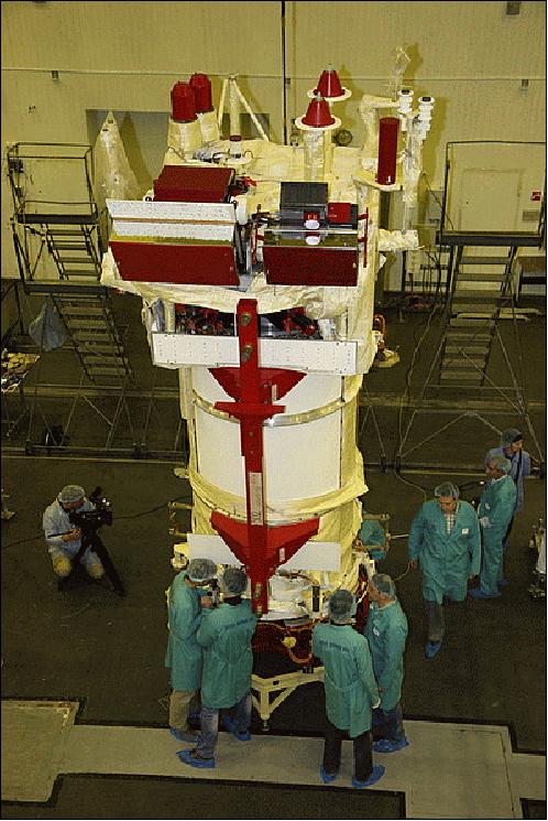 Figure 2: Photo of the Meteor-M2 spacecraft during integration (image credit: Roskosmos)