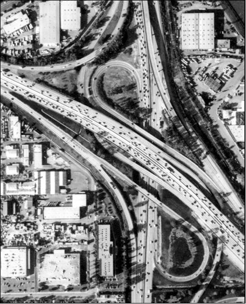 Figure 5: A KVR-1000 image of a Los Angeles highway interchange with 1 m resolution (Image credit: Sovinformsputnik, ASPRS)