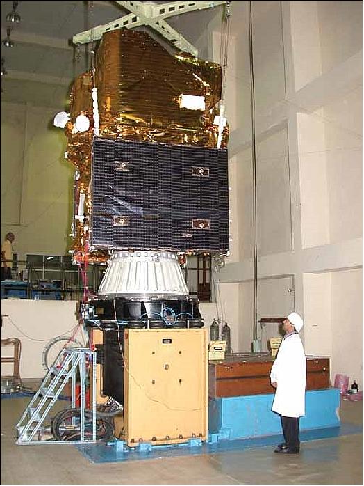 Figure 3: Photo of the CartoSat-1 spacecraft at integration (image credit: ISRO)