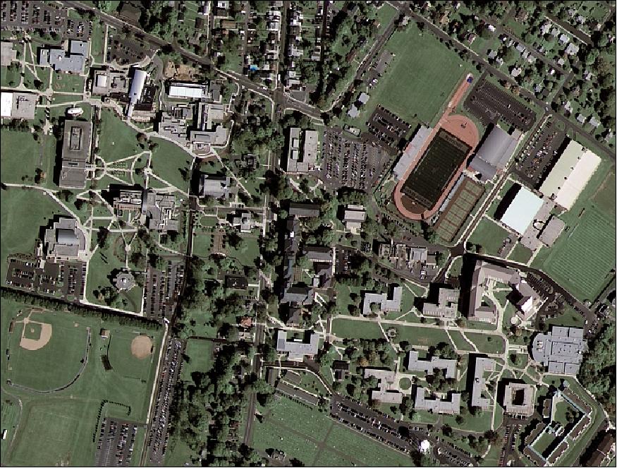 Figure 14: First image captured by GeoEye-1 shows the Kutztown University campus of Kutztown, PA, USA (image credit: GeoEye Inc.)