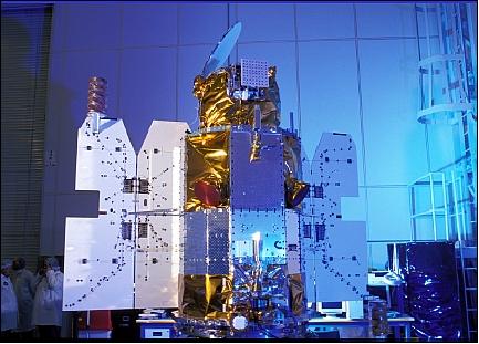 Figure 2: Integration and final assembly of the OrbView-3 spacecraft (image credit: ORBIMAGE)