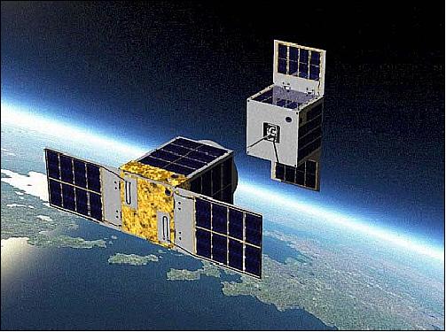 Figure 1: Artist's view of the STARS subsatellites in deployed configuration (image credit: Kagawa University)