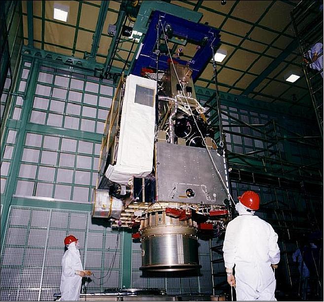 Figure 2: The TRMM satellite being assembled at Goddard Space Flight Center (image credit: NASA/GSFC)