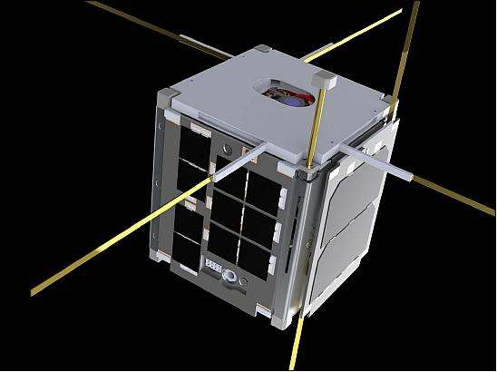 Figure 11: Illustration of the ZACUBE-1 CubeSat with deployed antennas (image credit: CPUT)