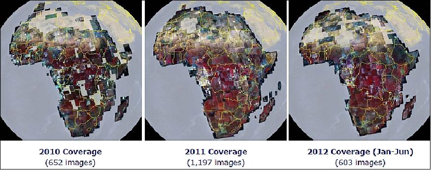 Figure 19: Deimos-1 coverage of Africa in the timeframe 2010-2012 (image credit: Deimos)