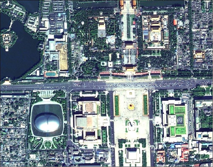 Figure 4: GF-2 image of the Tiananmen Square, Beijing, China, acquired on Aug.29 2014 (image credit: CAST)