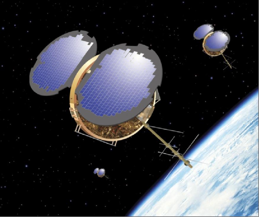 Figure 1: Artist's illustration of FormoSat-3 / COSMIC spacecraft (image credit: NSPO)