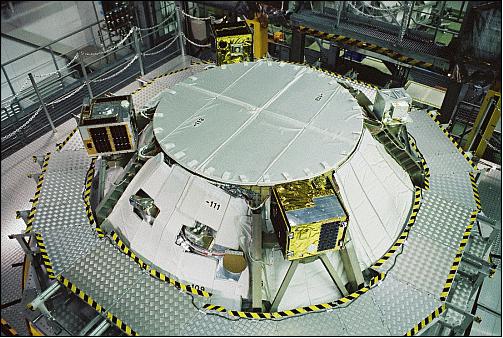 Figure 6: Photo of the secondary payloads integrated on the adapter ring of the second stage (image credit: JAXA)