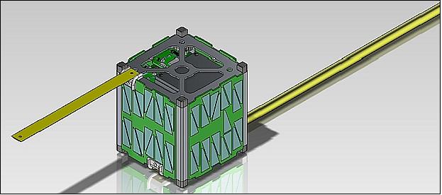 Figure 1: Illustration of the deployed TechEdSat CubeSat (image credit: SJSU, NASA/ARC)