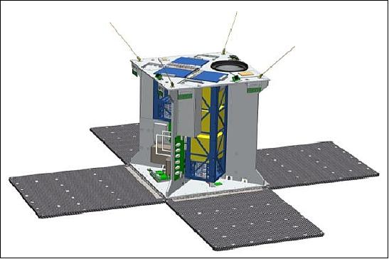 Figure 5: Illustration of UniSat-5 in an unfolded configuration of the solar panels (image credit: GAUSS)