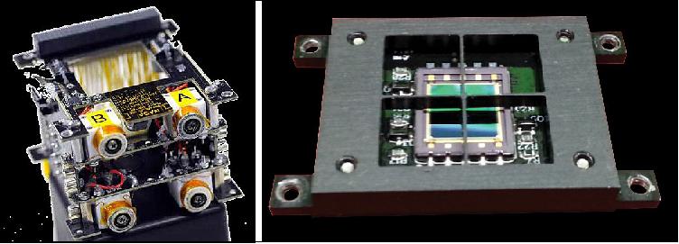 Figure 4: NASA delivered hardware. Left: µCAT delivered in Sept. 2015; Right: FSS (Fine Sun Sensor) delivered in June 2015 (image credit: NASA)