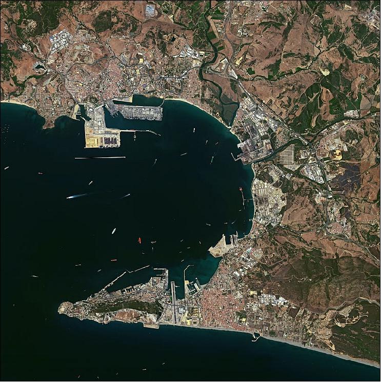 Figure 28: SPOT-6 image of Gibraltar observed a few days after launch on Sept. 12, 2012 (image credit: Astrium, Ref. 19)