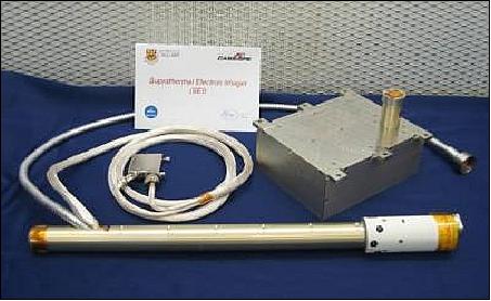 Figure 16: Photo of the SEI sensor head, boom, and electronics unit (image credit: University of Calgary)