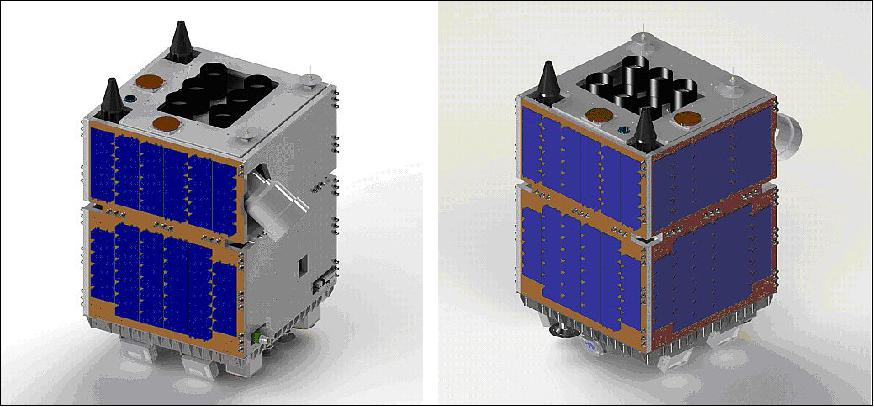Figure 2: Two views of the KazSTSAT microsatellite with the EarthMapper payload (image credit: SSTL)