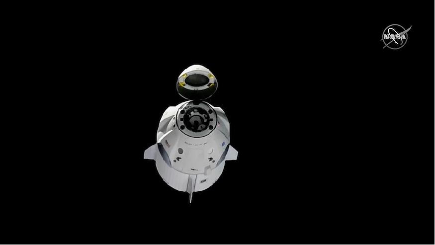 Figure 8: The Crew Dragon spacecraft backs away from the ISS after undocking on Friday, 8 March 2019 (image credit: SpaceX, NASA)