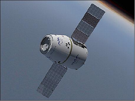 Figure 5: Artist's rendition of the Dragon spaceship with solar panels deployed (image credit: SpaceX)