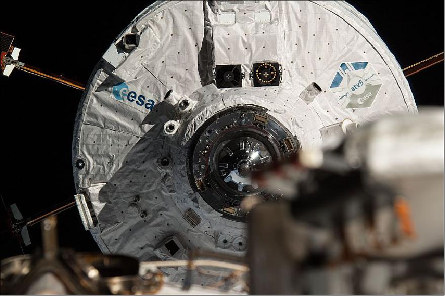 Figure 40: ESA's ATV-5 vehicle is photography from the ISS as it approaches for docking in August 2014 (image credit: ESA, NASA, Roscosmos–O. Artemyev)