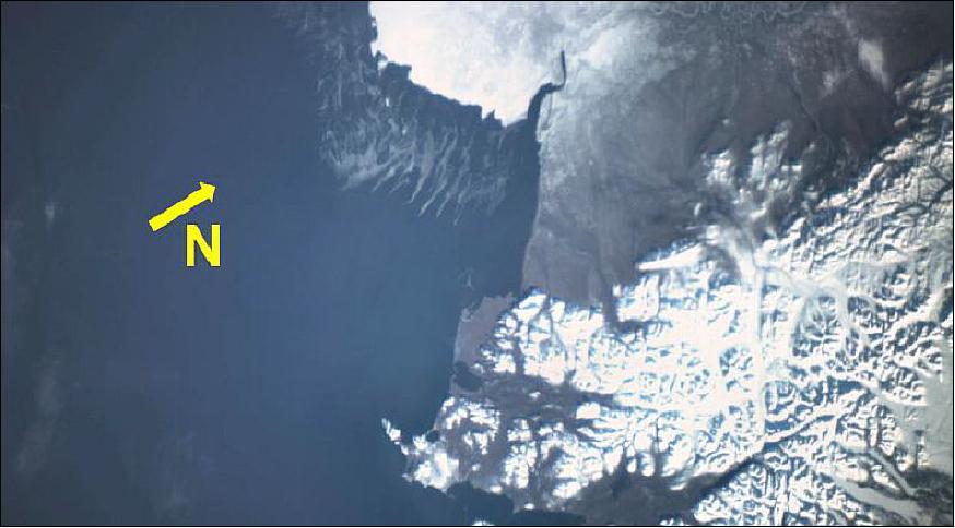 Figure 16: Photo of southwest Alaska taken using the Proximity Camera on March 15, 2016 (image credit: The Aerospace Corporation)