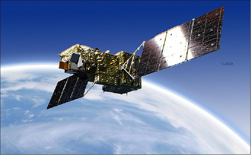 Figure 2: Artist's rendition of the deployed GOSAT-2 spacecraft (image credit: JAXA)