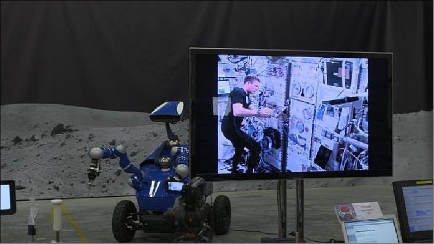 Figure 16: The Interact Rover at ESA/ESTEC, under the remote control of ESA astronaut Andreas Mogensen up on the ISS, during an afternoon of experiments on 7 September 2015 (image credit: ESA) 23)