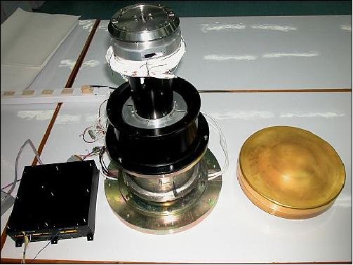 Figure 23: View from left of the MADRAS control electronics, scan mechanism and momentum compensation wheel (image credit: ISRO)