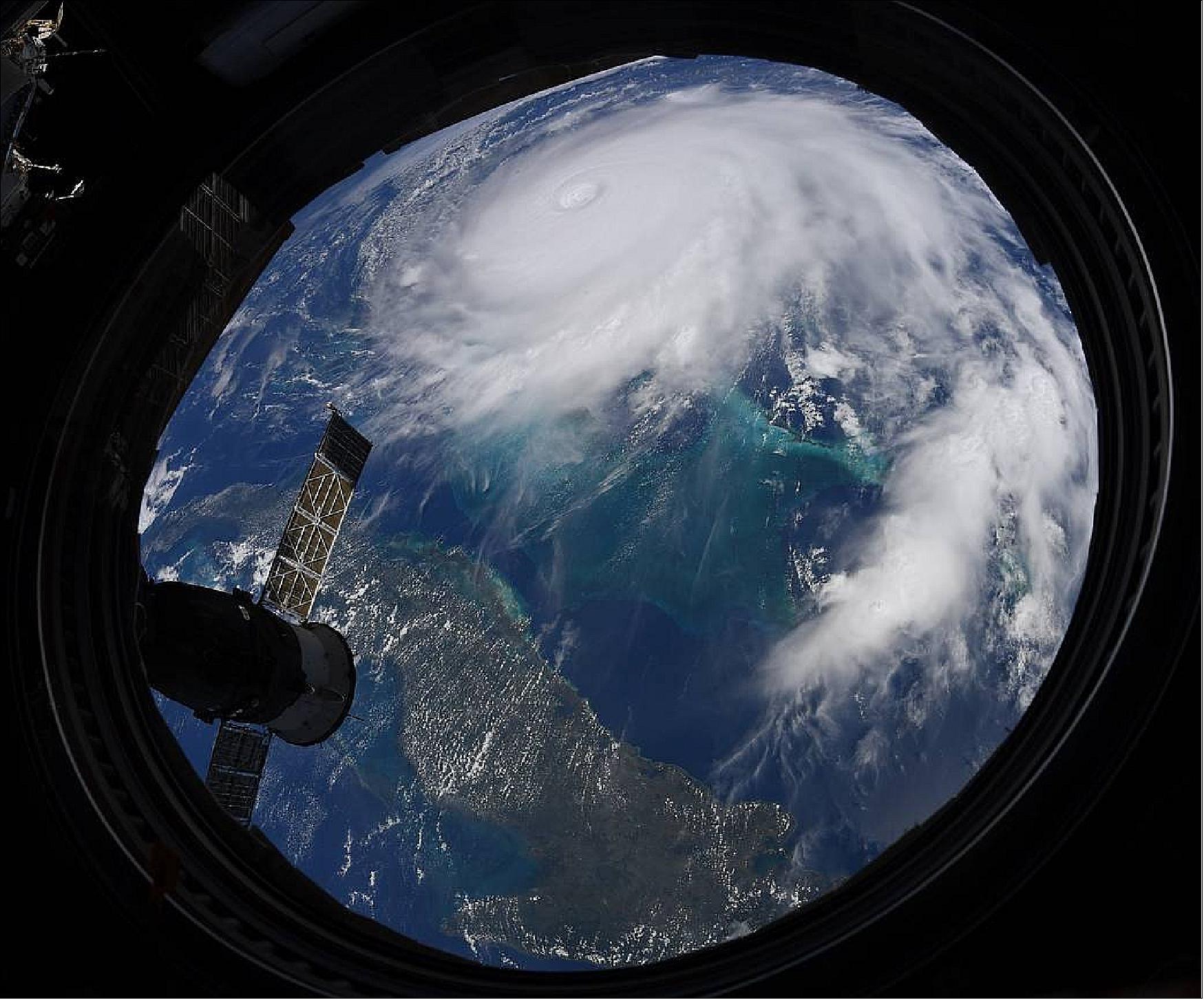 Figure 56: NASA astronaut Christian Koch snapped this image of Hurricane Dorian as the International Space Station during a flyover on Monday, September 2, 2019 (image credit: NASA)