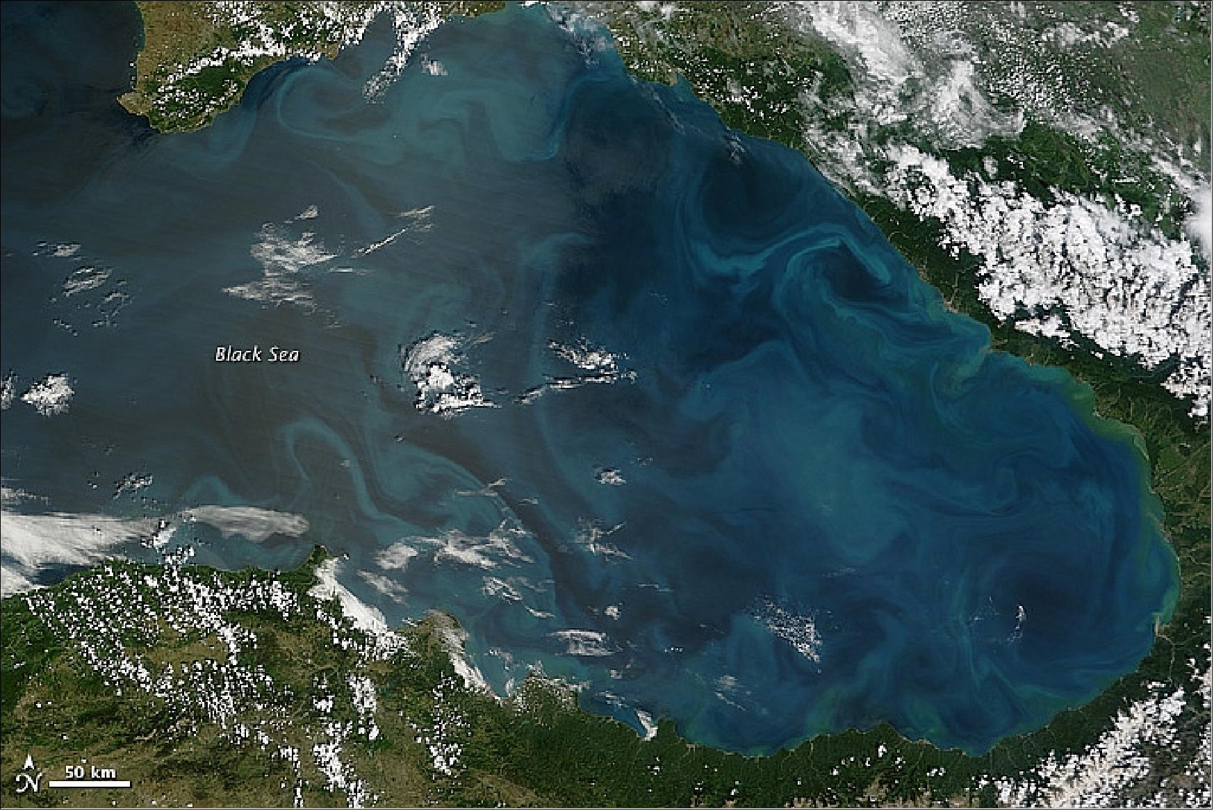 Figure 116: MODIS natural color image of the eastern half of the Black Sea observed on May 18, 2012 (image credit: NASA) 92)