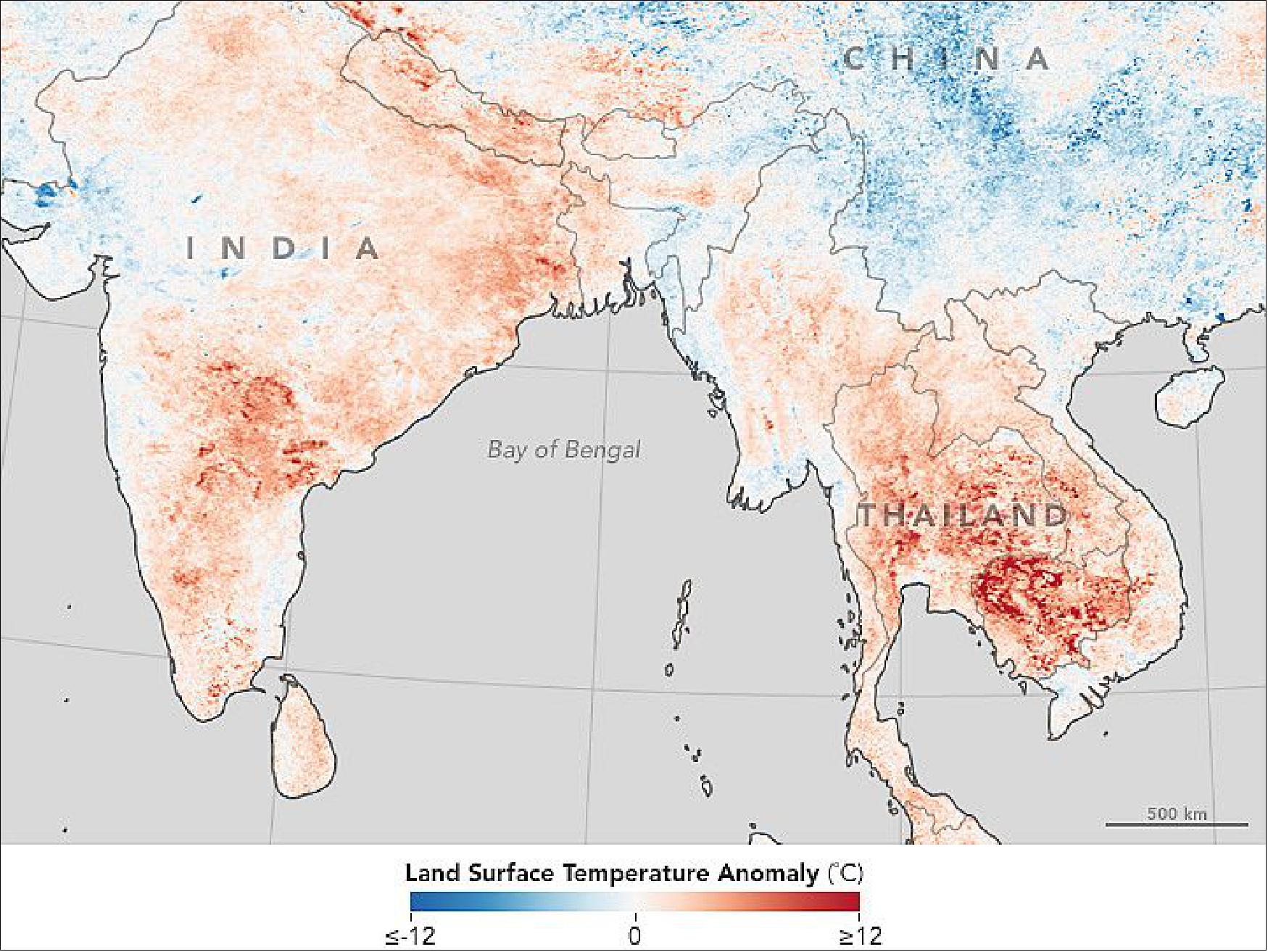 Figure 85: This temperature anomaly map is based on data from the MODIS instrument on NASA's Terra satellite, acquired in April 2016 (image credit: NASA Earth Observatory, image by Jesse Allen)