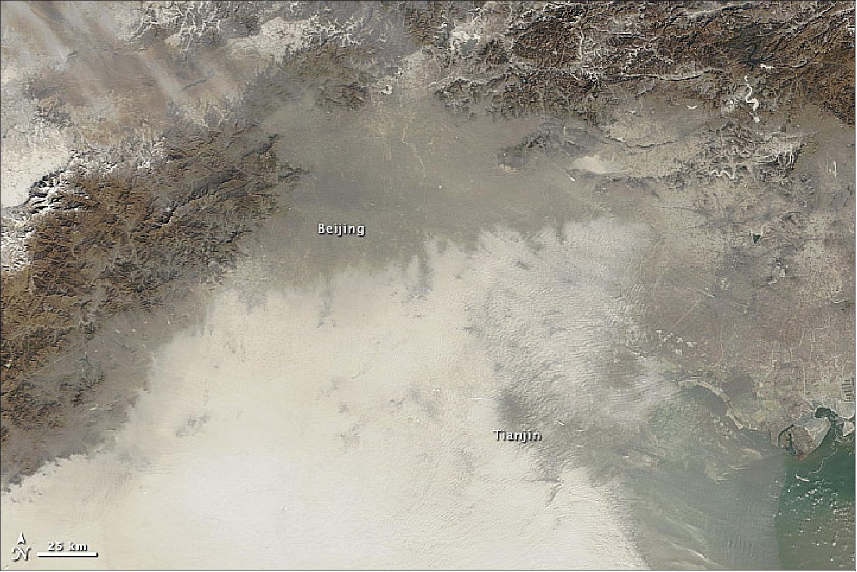 Figure 115: Air over Beijing China on January 14, 2013 as observed with the MODIS instrument (image credit: NASA, Jeff Schmaltz)