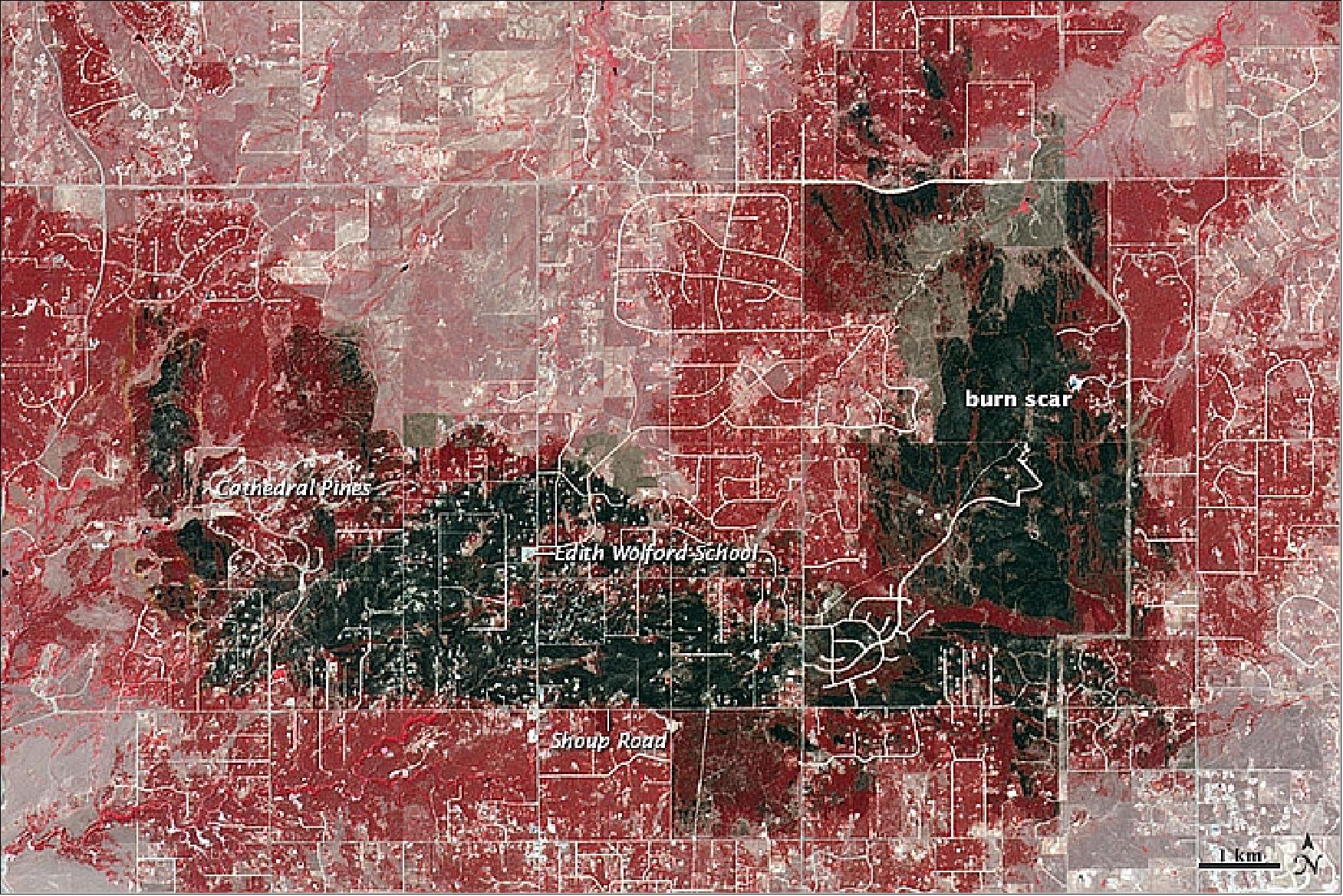 Figure 112: Aftermath of Colorado's most destructive wildfire observed by the ASTER instrument on the Terra satellite on June 21, 2013 (image credit: NASA)