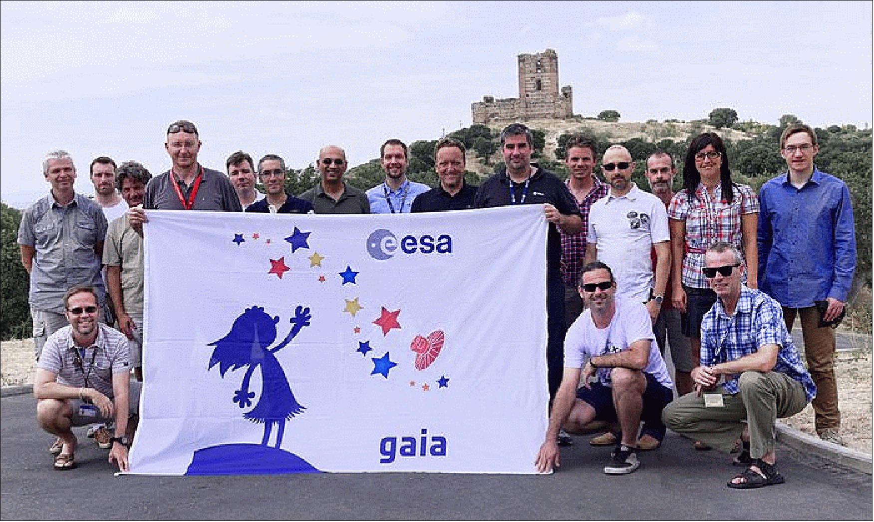 Figure 93: Handover of the Gaia flag by ESA Teams to mark the start of science operations (image credit: ESA)