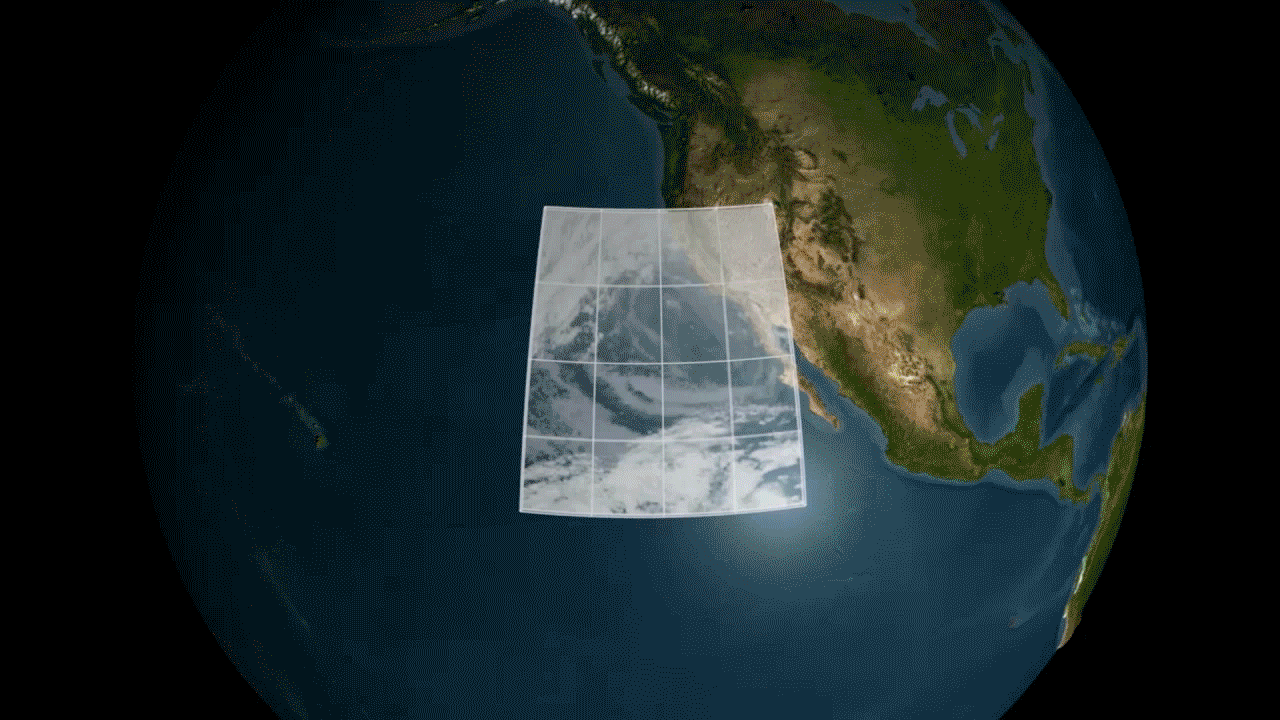 Figure 107: A visualization of AIRS measurements of water vapor in a storm near Southern California. AIRS' 3D maps of the atmosphere improve weather forecasts worldwide (image credit: NASA)