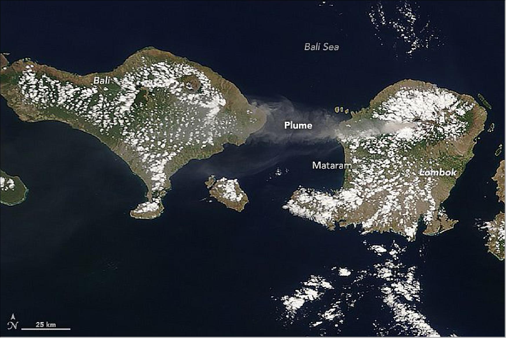 Figure 123: The Aqua MODIS instrument captured this image of the eruption of Mount Rinjani, Indonesia on Nov. 4, 2015 (image credit: NASA, Jeff Schmaltz)