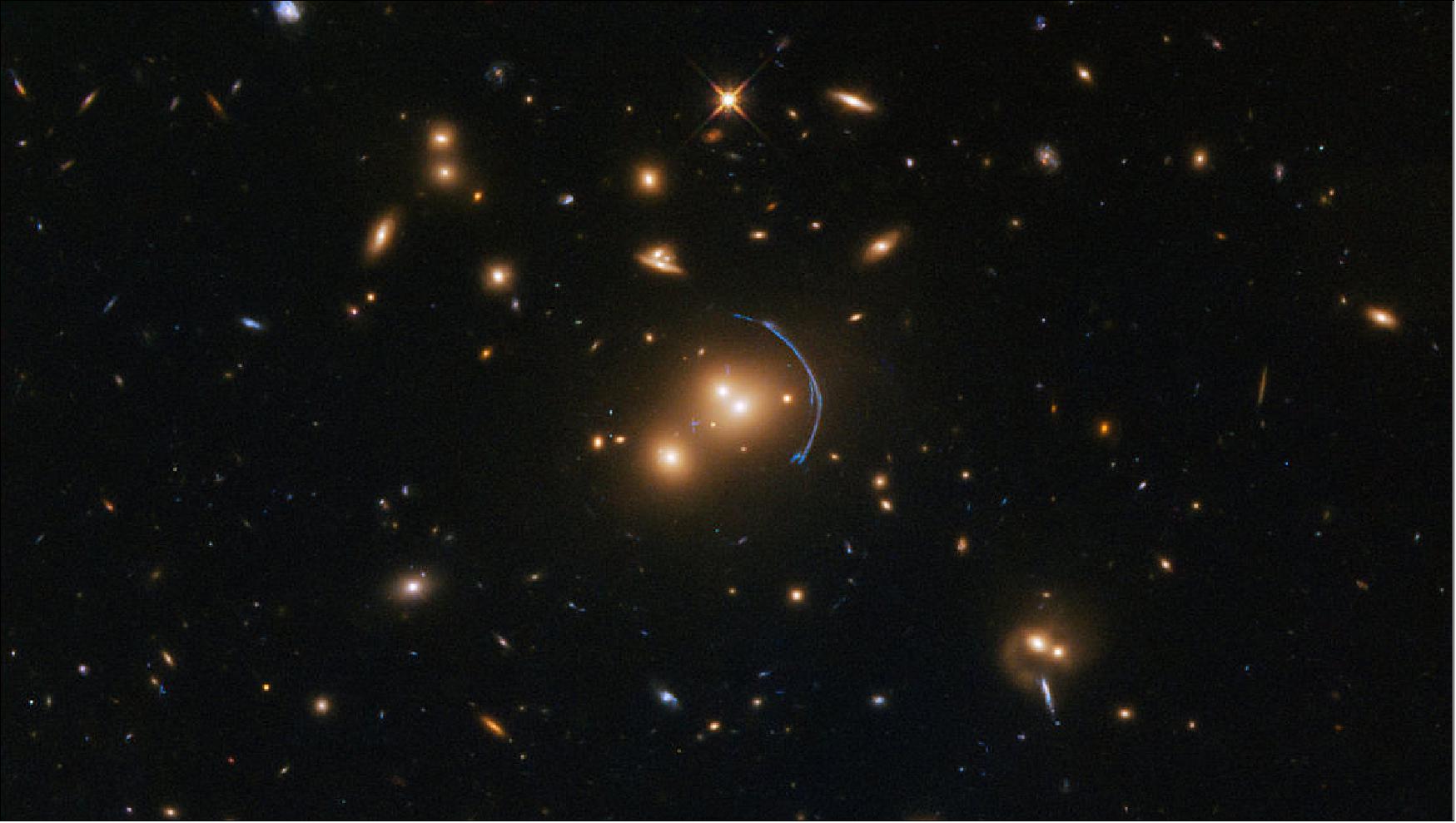 Figure 28: Obtained for a research program on star formation in old and distant galaxies, this NASA/ESA Hubble Space Telescope image obtained with its Wide Field Camera 3 (WFC3) demonstrates the immense effects of gravity; more specifically, it shows the effects of gravitational lensing caused by an object called SDSS J1152+3313 (image credit: ESA/Hubble & NASA: Acknowledgement: Judy Schmidt (Geckzilla), CC BY 4.0)