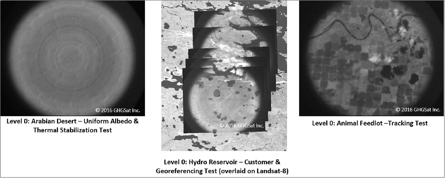 Figure 13: Sample images of Claire during the commissioning phase (image credit: GHGSat)