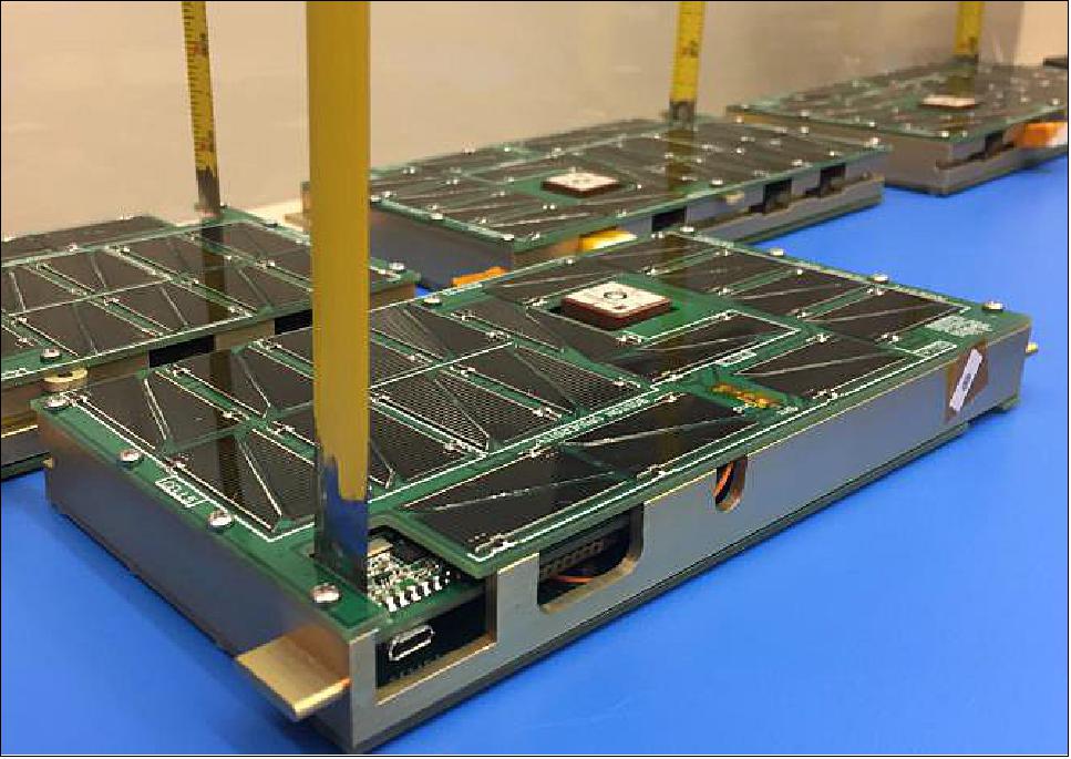 Figure 4: Sensor nodes, each a free-flying spacecraft that is deployed from the 6U mule shown in Figure 3 (image credit: Boston University)