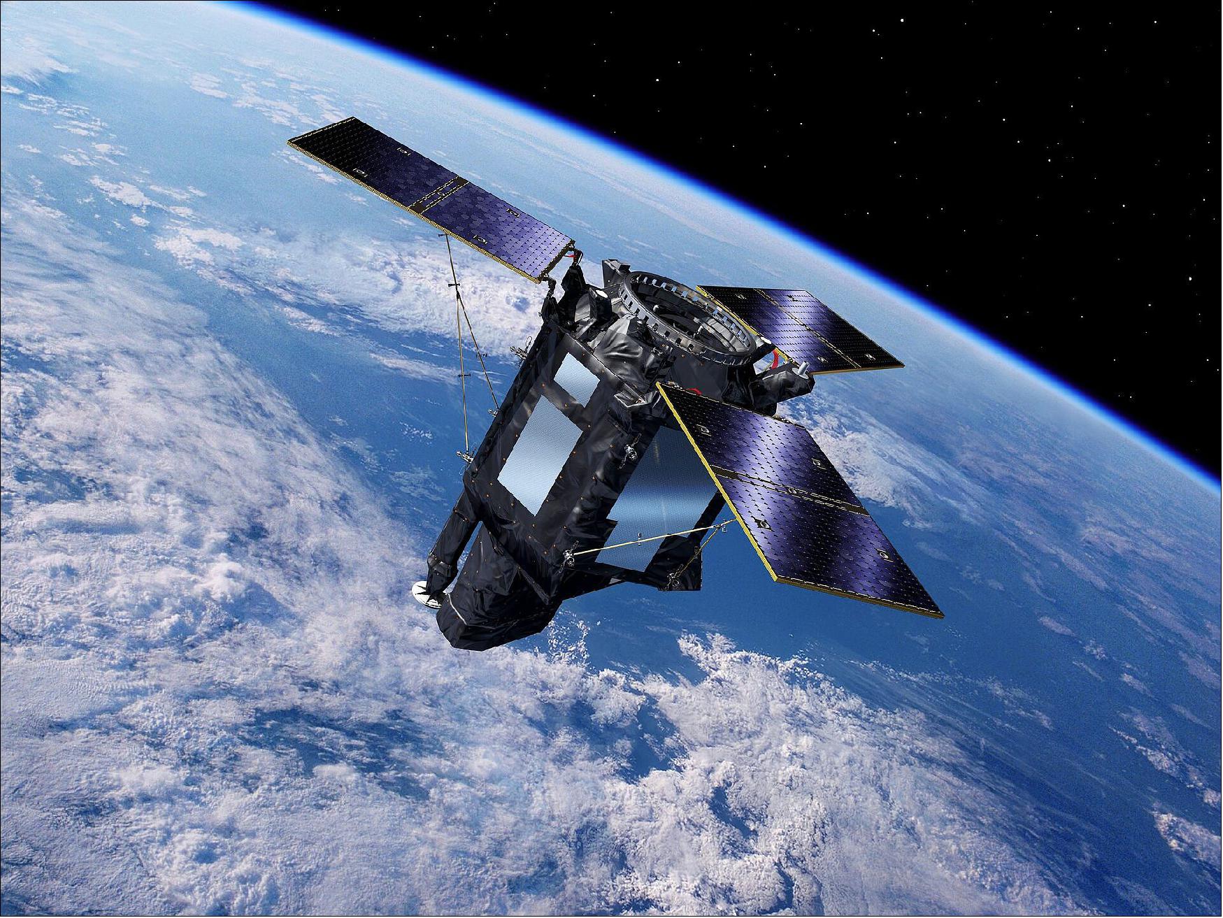 Figure 6: Artist's rendition of the deployed SEOSat-Ingenio spacecraft. The new Spanish high-resolution land imaging mission will provide high-resolution images of Earth's land cover (image credit: Airbus DS)