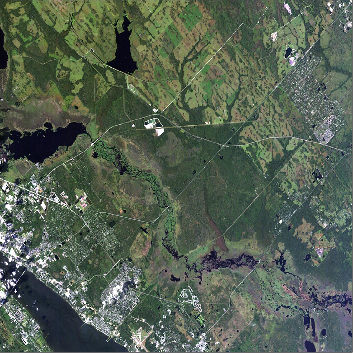 Figure 22: DESIS image of Wetland Biome, Florida, USA, Kennedy Space Center, observed on 18 October 2018, provided in February 2019 (image credit: DLR)