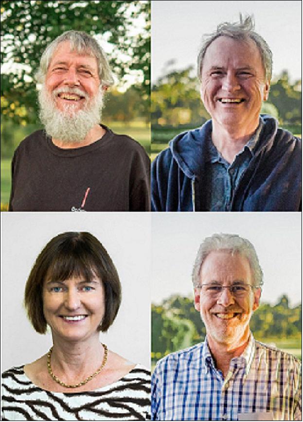 Figure 9: Winners of the 2020 Australian Prime Minister's Prize for Science. Clockwise from the top-left are David Blair, David McLelland, Peter Veitch, and Susan Scott (photo credit: Australian Government)