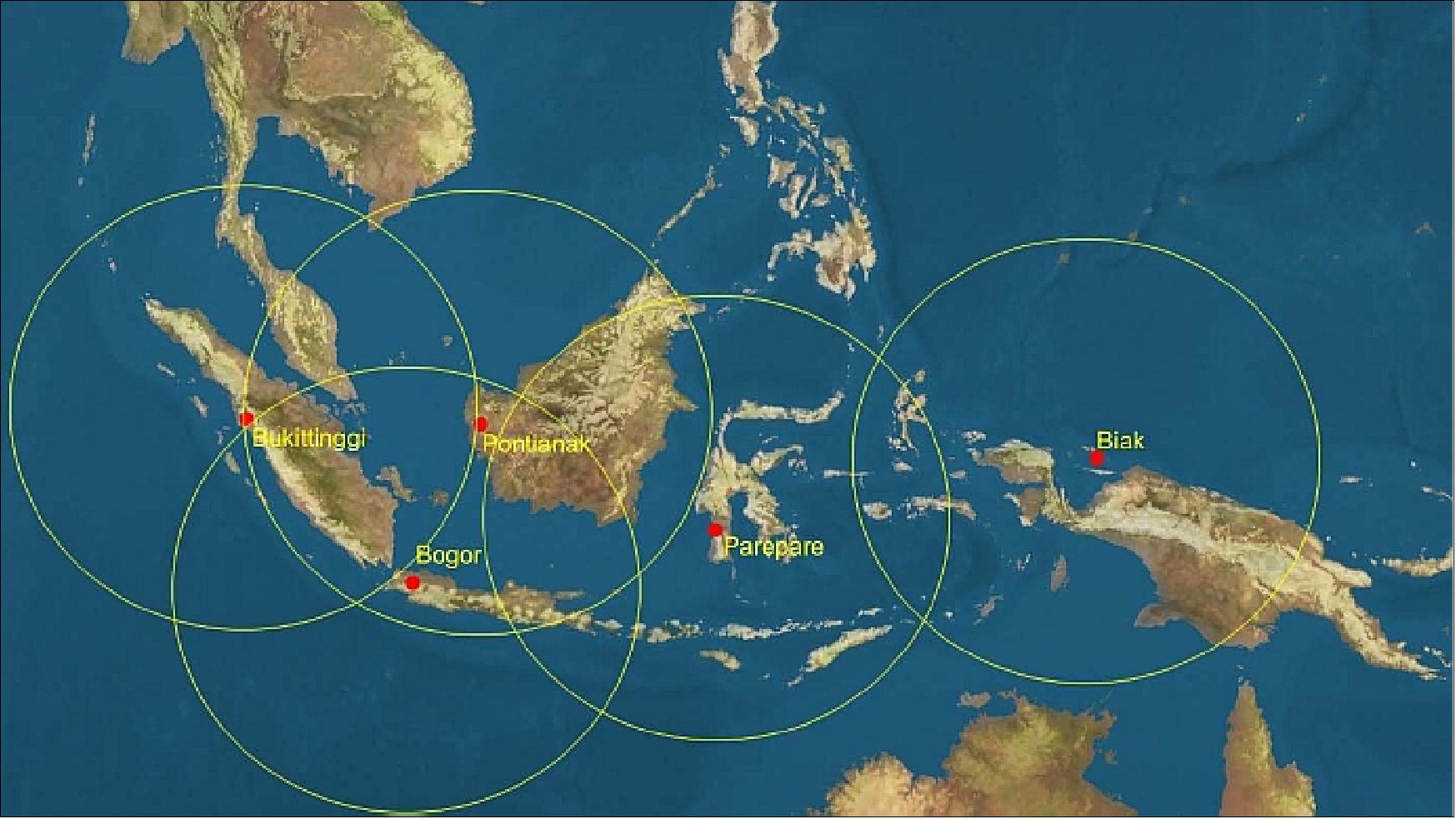 Figure 11: Ground station network of LAPAN-TUBSAT, LAPAN-A2 and LAPAN-A3 (image credit: LAPAN)