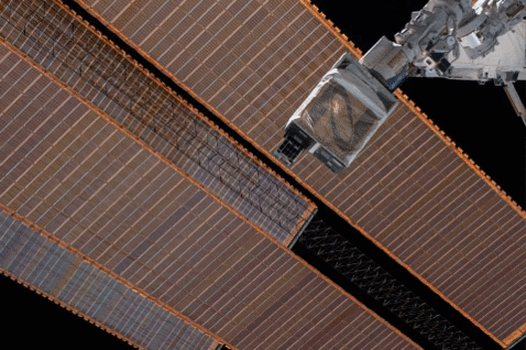 Figure 20: RainCube was deployed into low-Earth orbit from the International Space Station in July, where it has been measuring rain and snowfall from space. A closer look reveals there are two CubeSats in these images- RainCube is the bottom CubeSat closer to Earth, while the one above it is HaloSat (image credit: NASA)