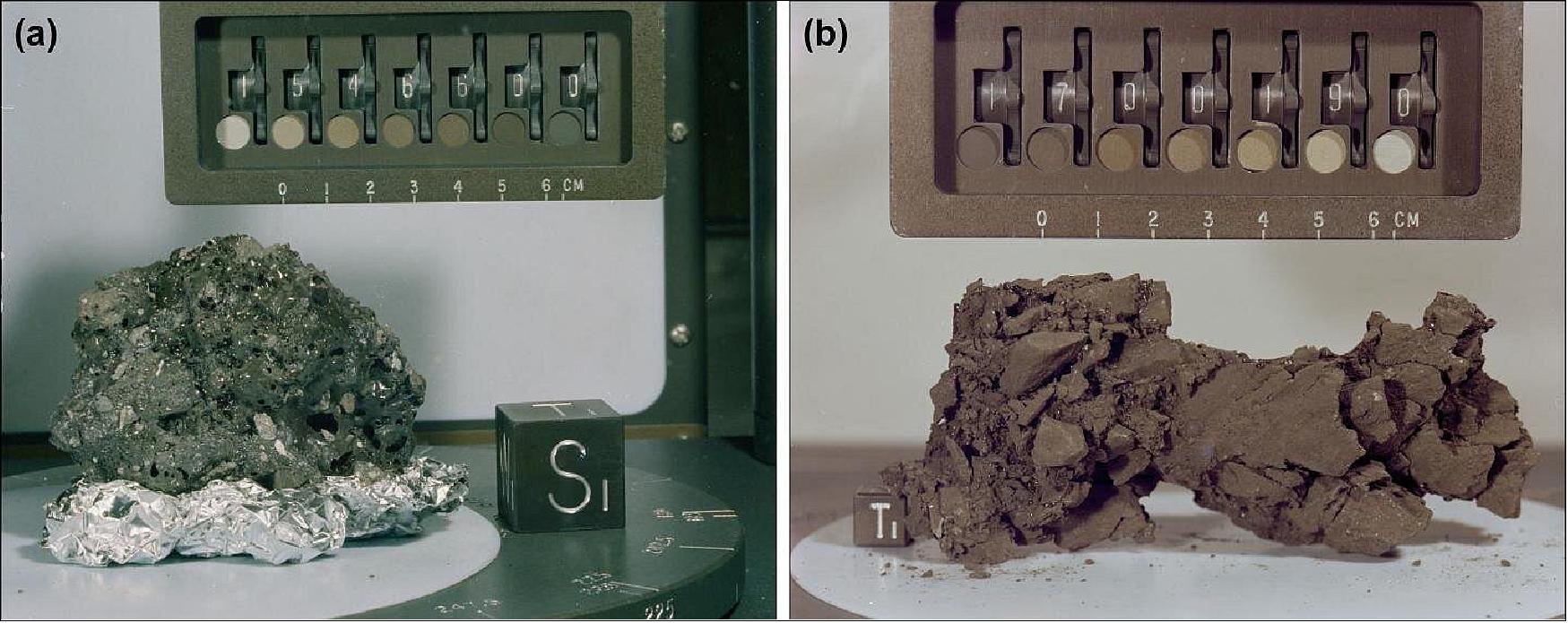 Figure 16: Photos of lunar impact melt breccia samples (image credit: NASA and AIR)